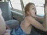 Little girl gets a rough backseat bangin on the highway