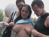 Girl gets tied up and fucked in public