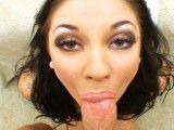 Busty pornstar pops a cock in her shaved pussy