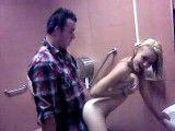 Drunk girls fuck a dude in a bathroom